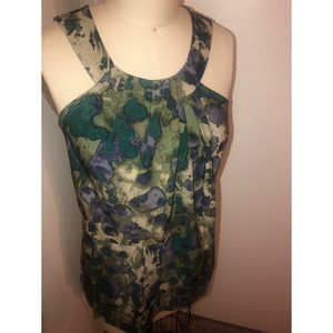 Vera Wang green asymmetrical blouse